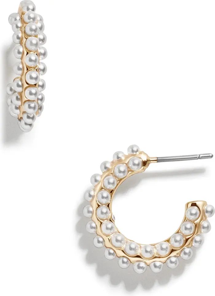 Nina Imitation Pearl Hoop Earrings | Nordstrom