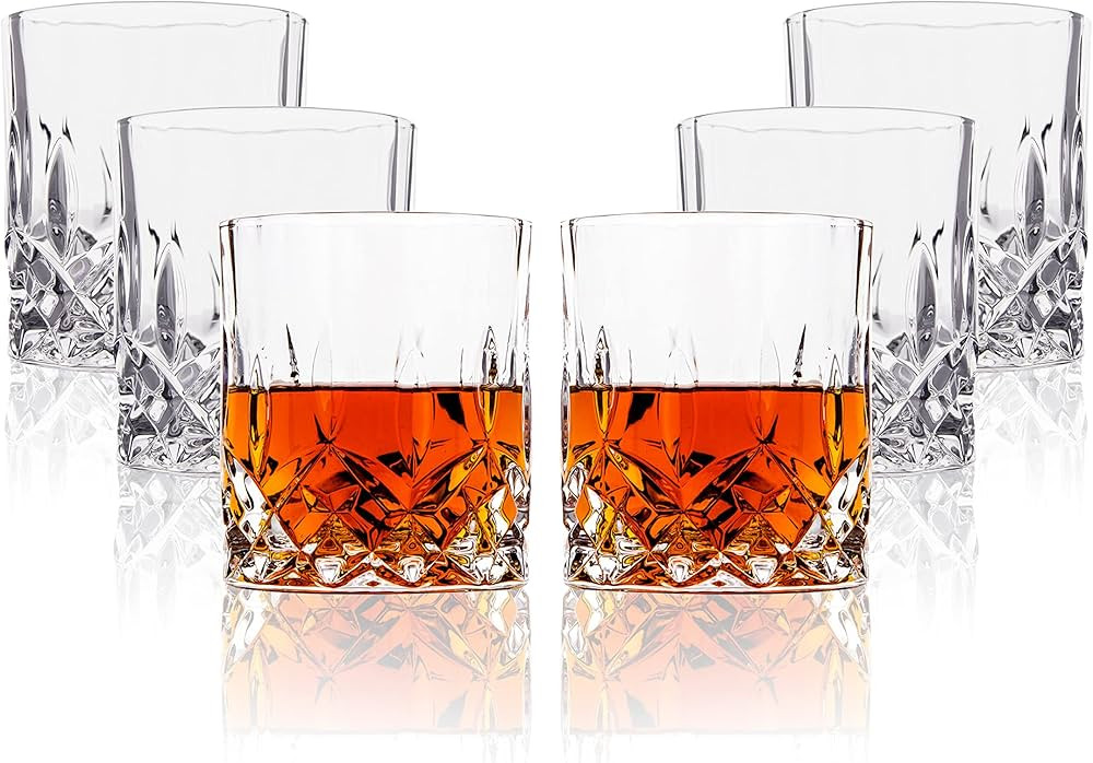 LEMONSODA Crystal Cut Old Fashioned Whiskey Glasses - 10oz Ultra-Clear Premium Lead-Free Crystal ... | Amazon (US)