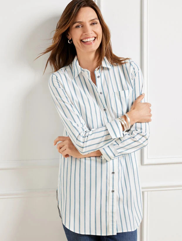 Boyfriend Shirt - Almond Stripe | Talbots