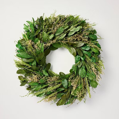 21" Preserved Mixed Leaf and Grass Spring Wreath - Hearth & Hand™ with Magnolia | Target