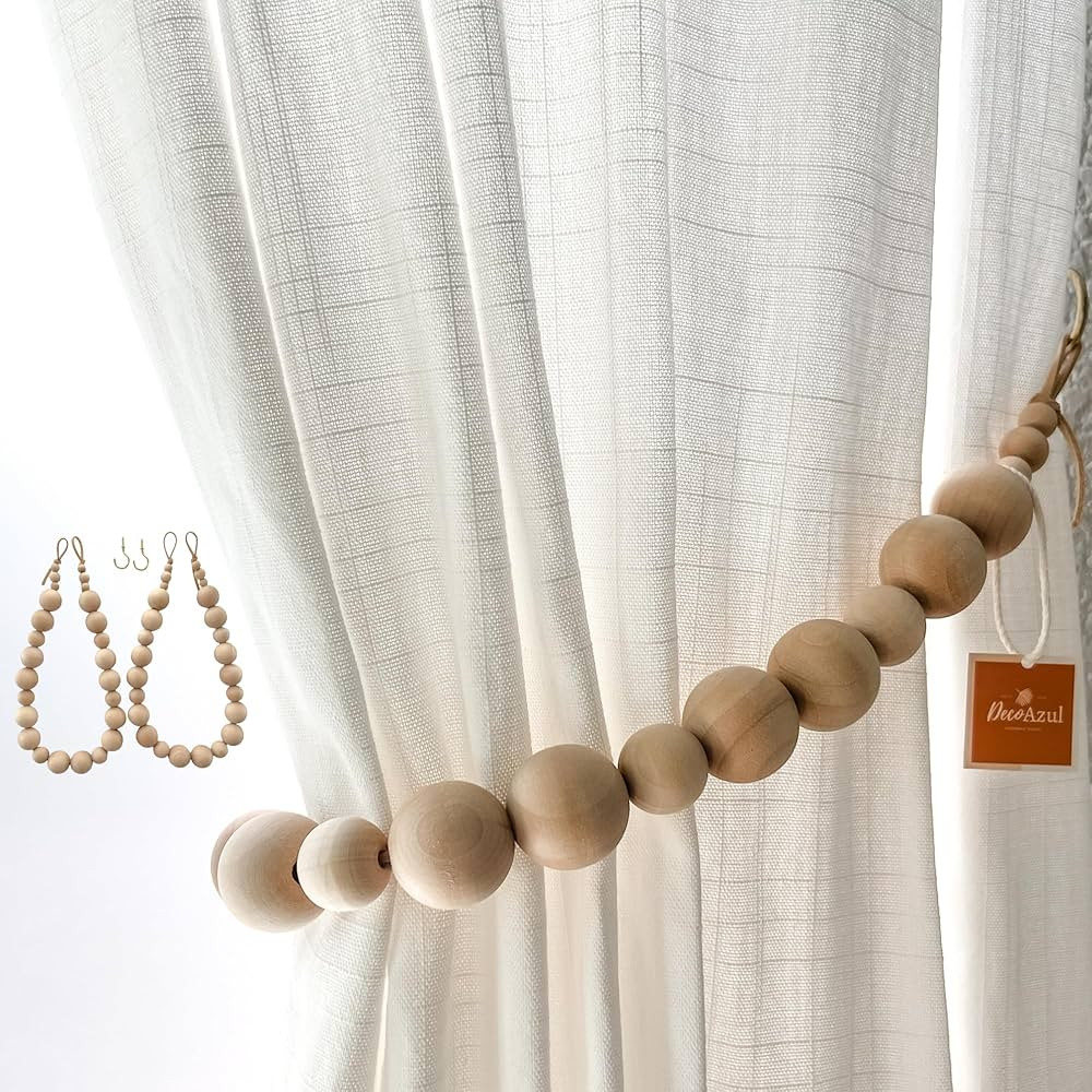 DecoAzul Curtain tiebacks - Curtain holdbacks - Boho Curtain tiebacks - Farmhouse Curtain Holder ... | Amazon (US)