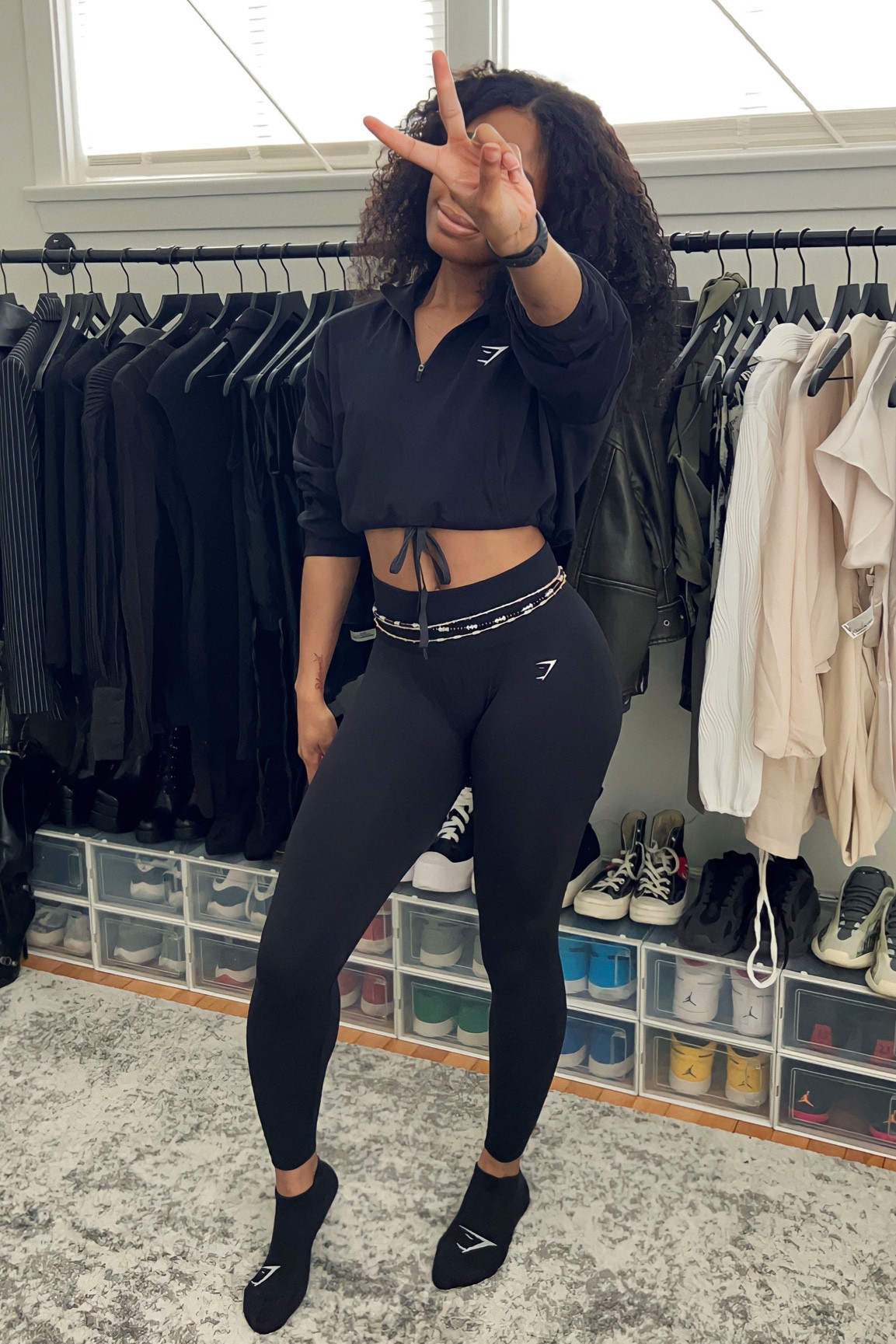 Gym fit of the day! 🖤 All black gym outfits are my go to #gymshark #fitness #workout 

#LTKFind #LTKunder100 #LTKFitness