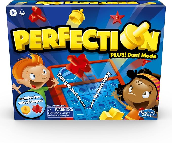 Hasbro Gaming Perfection Plus 2-Player Duel Mode Popping Shapes and Pieces Ages 5 and Up, Easter ... | Amazon (US)