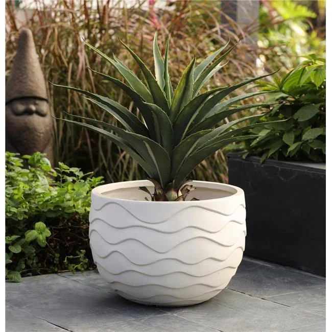 Luxen Home White MgO Wavy Design Planter | Walmart (US)