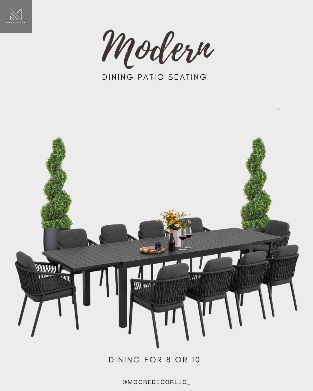 Dine al fresco in style. This sleek dining collection comfortably seats 8–10 guests, making it perfect for summer cookouts, holiday gatherings, and everyday outdoor dining.

#LTKHome #LTKSeasonal