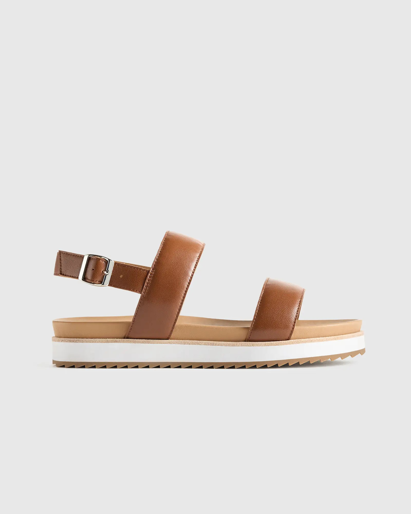 Italian Leather Water Repellent Platform Sandal in Cognac | Quince