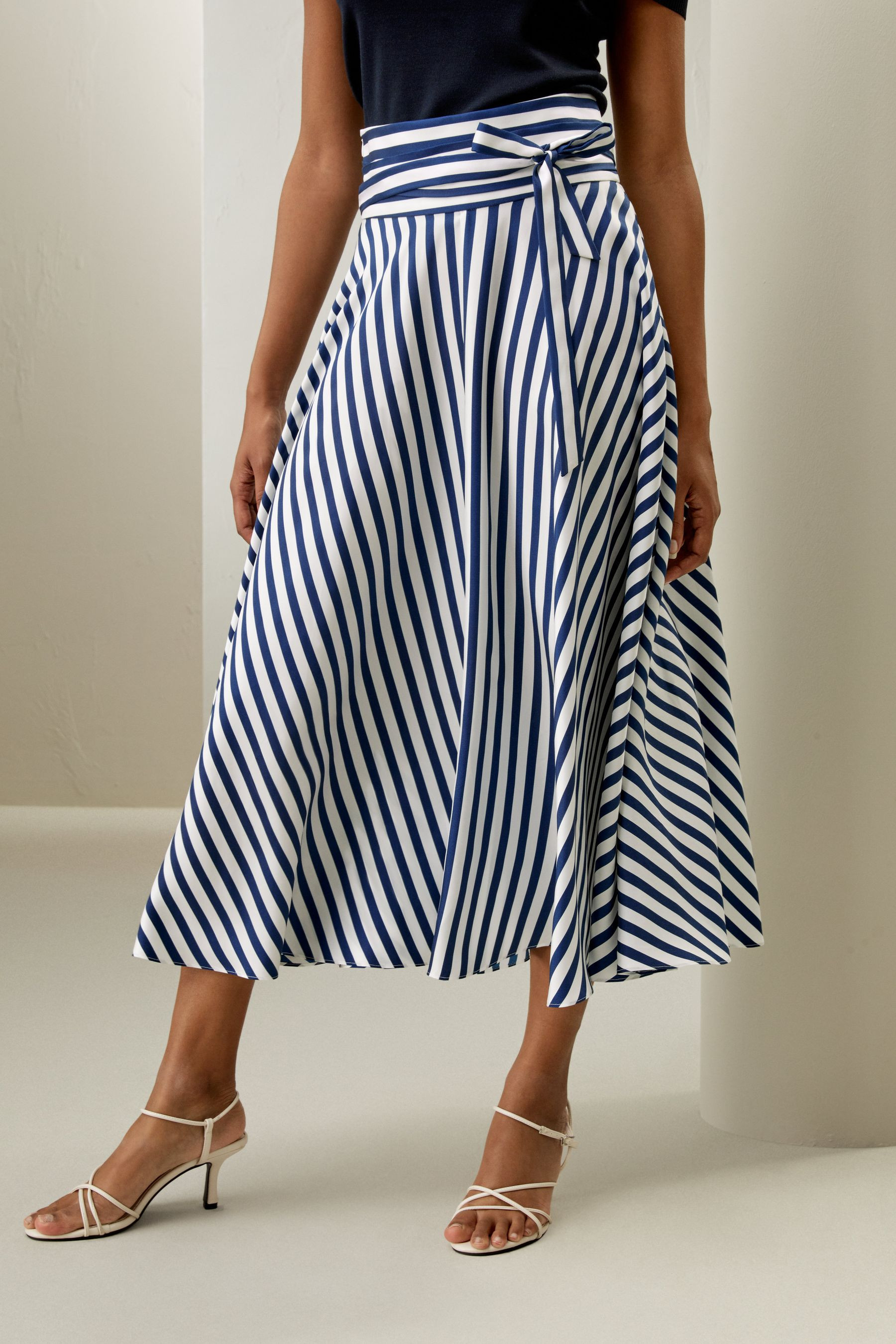Silk Striped Midi Skirt | LILYSILK