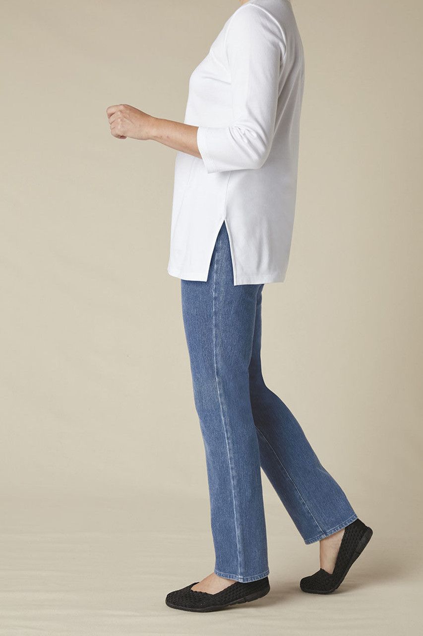 Knit Denim Mid Rise Straight-Leg Jeans | Coldwater Creek