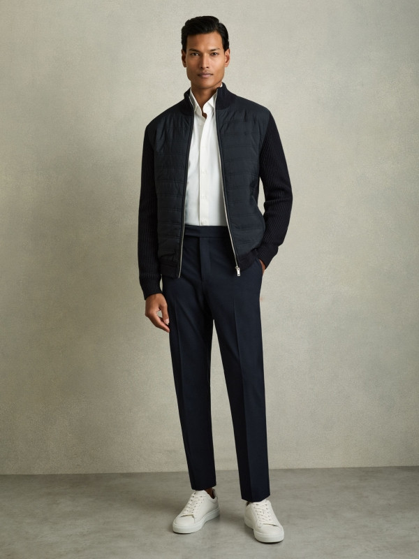 Relaxed Drawstring Trousers in Navy | Reiss UK