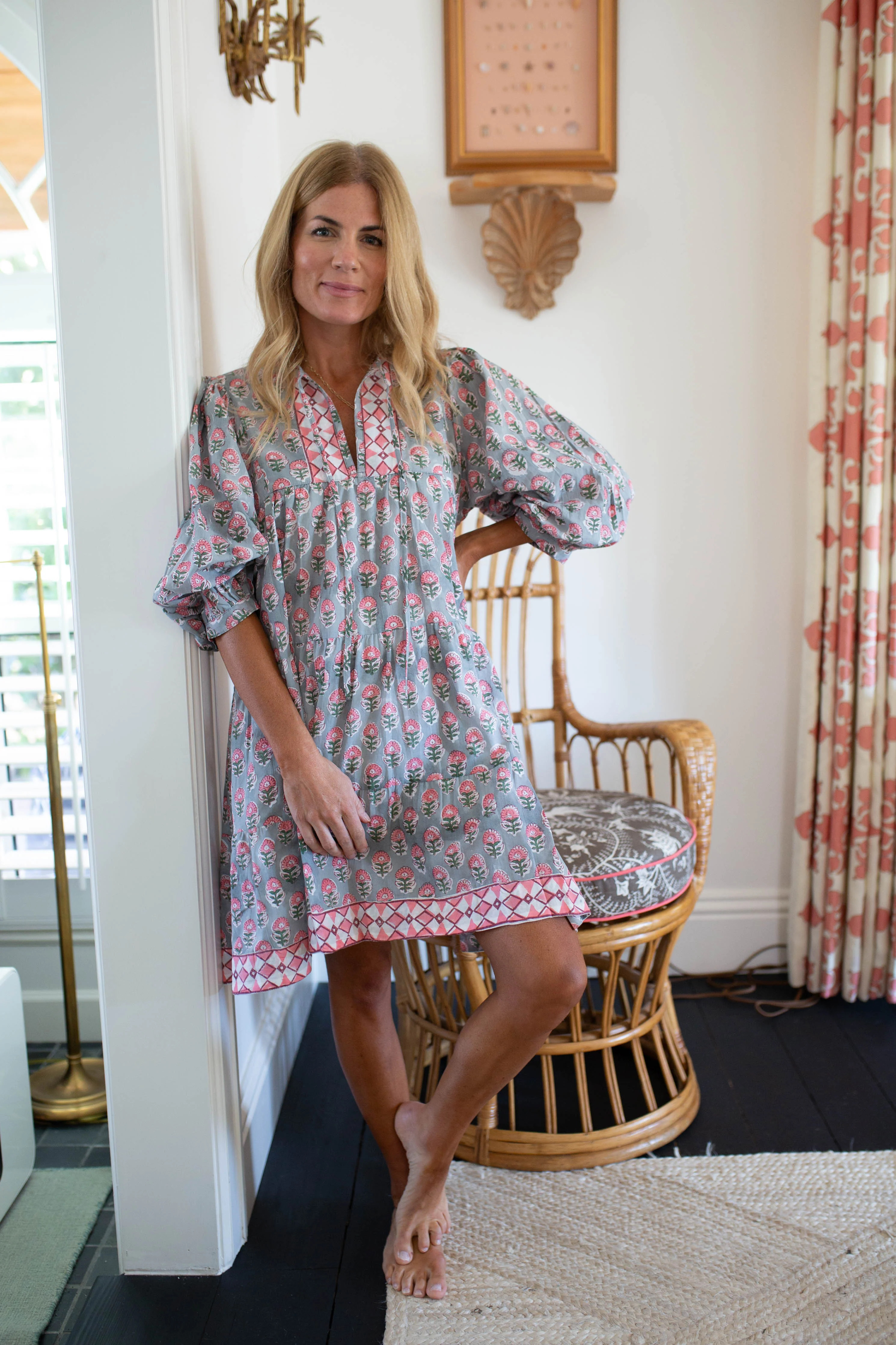 Casita Dress - Grey & Pink Multi | Marea