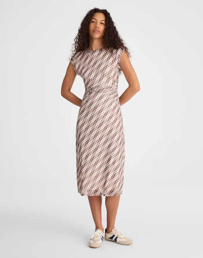 Cap-Sleeve Ruched Midi Dress | Madewell
