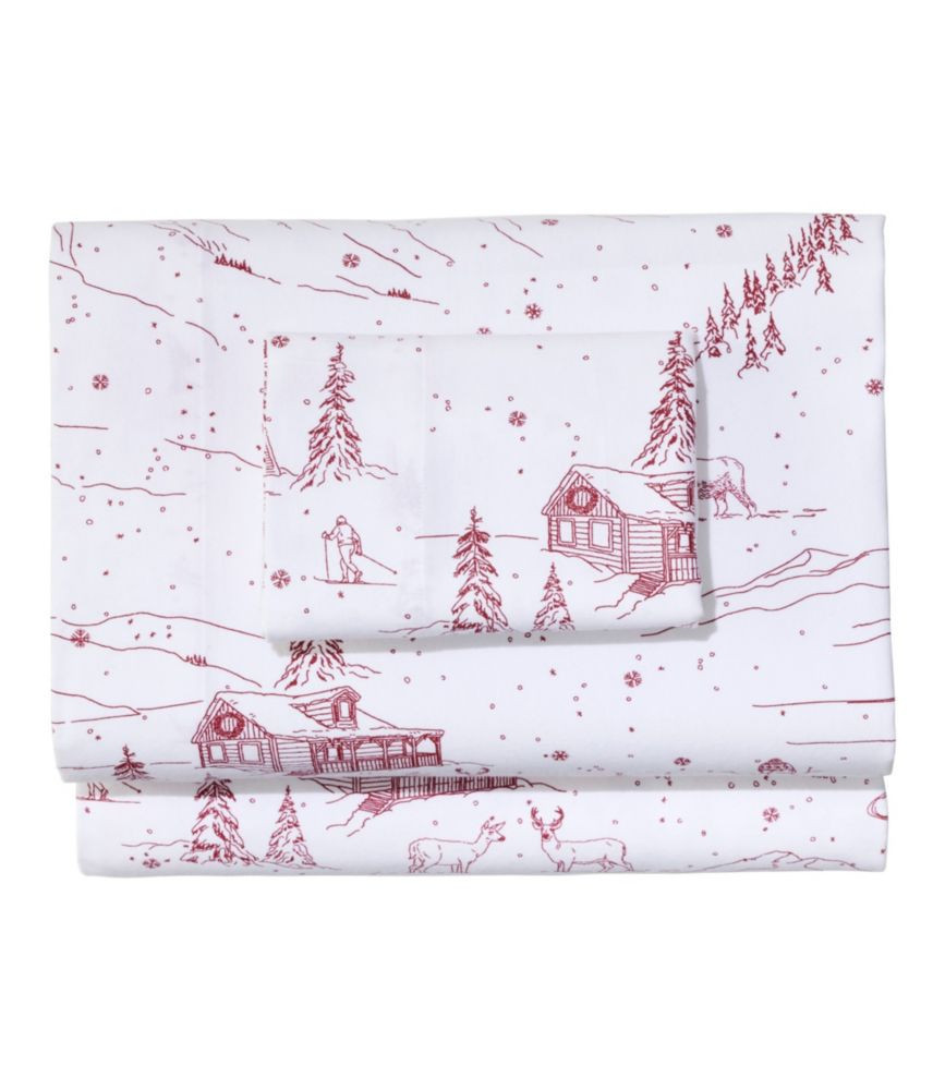 Holiday Toile Flannel Sheet Collection White/Rustic Red Stnd Cases L.L.Bean | L.L. Bean