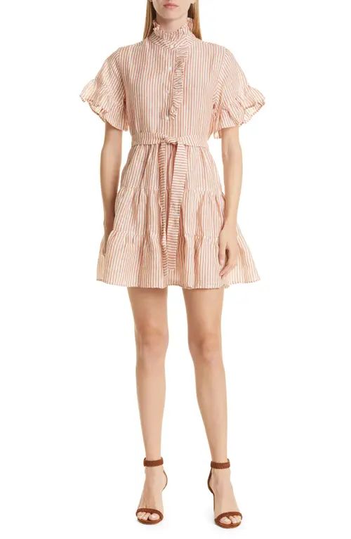 MILLE Violetta Ruffle Tie Waist Dress in Siena Stripe at Nordstrom, Size Xx-Small | Nordstrom