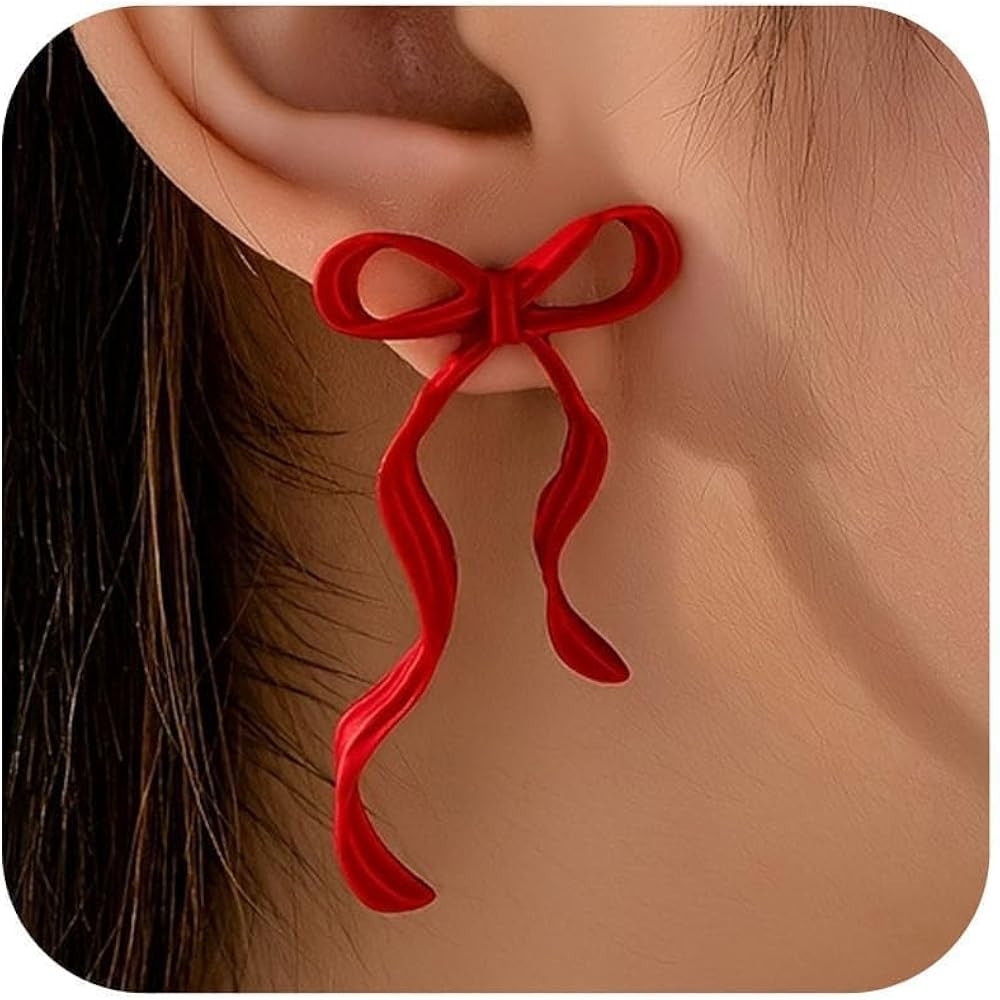 Christmas Earrings for Women Red Bow Earrings Christmas Bow Earring New Years Earing Holiday Fest... | Amazon (US)