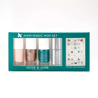 Olive & June Mini Nail Polish Gift Set with Holiday Sticker Pack - 4pc | Target