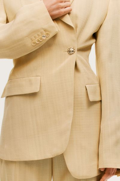 Single-breasted Viscose Blazer - Long sleeve - Regular length - Light beige - Ladies | H&M US | H&M (US + CA)