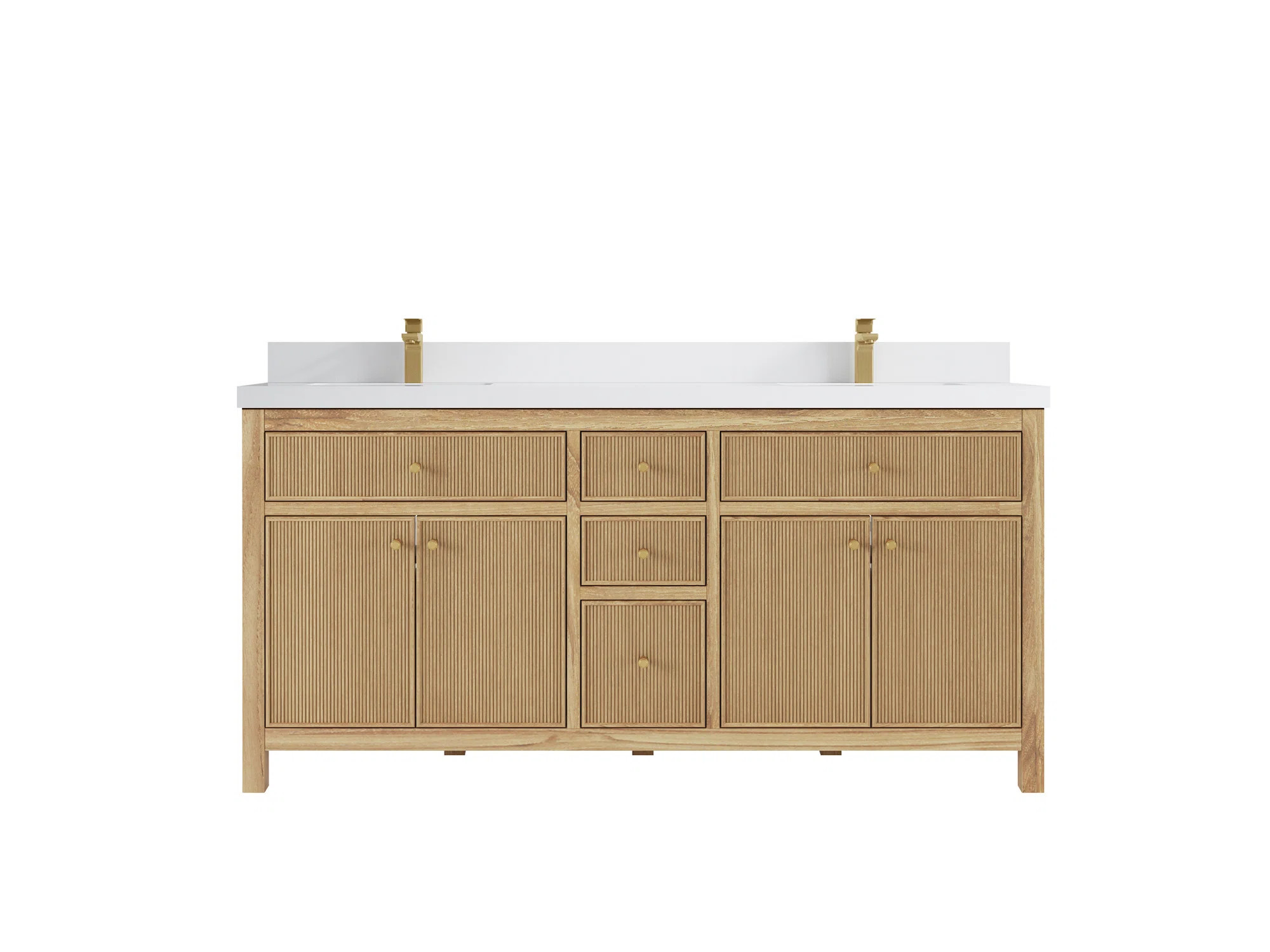 Sonoma Teak 72'' Double Bathroom Vanity with Solid Surface Top | Wayfair North America