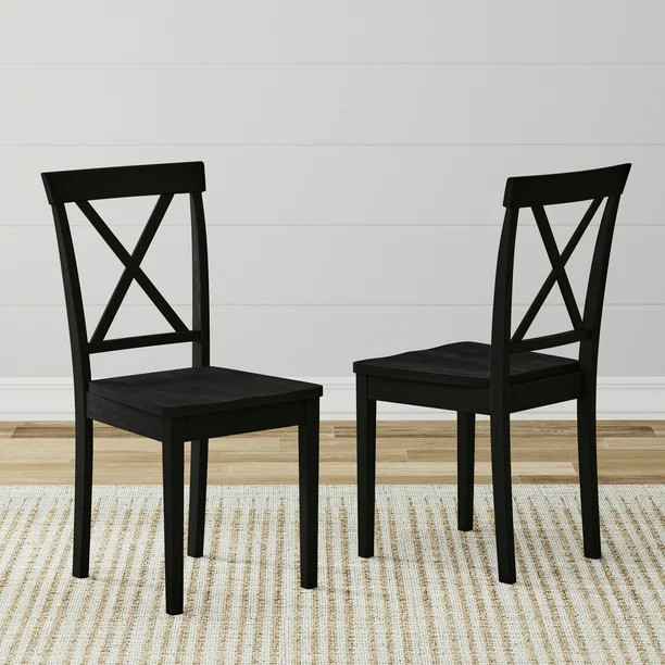 X-Back Solid Wood Dining Chairs in Black (Set of 2) | Walmart (US)