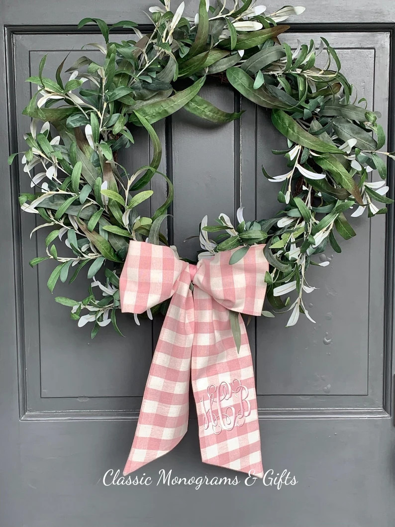 Baby Classic Embroidered Wreath Sash | Personalized Monogrammed | Cotton | Housewarming | Baby Br... | Etsy (US)