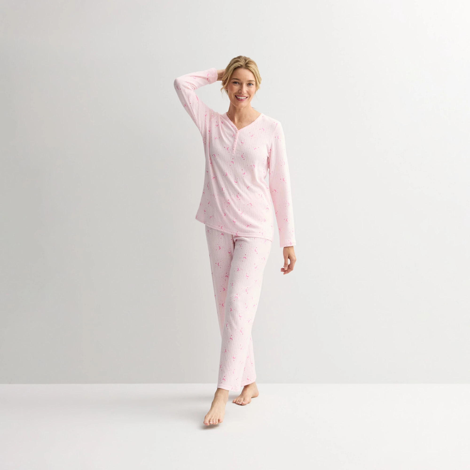 Women's Croft & Barrow® Long Sleeve Textured Knit Pajama Top & Pajama Bottoms Set | Kohl's