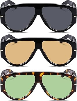Oversized Retro Aviator Sunglasses for Women Men Trend 70s Thick Classic Vintage Style Sun Glasse... | Amazon (US)