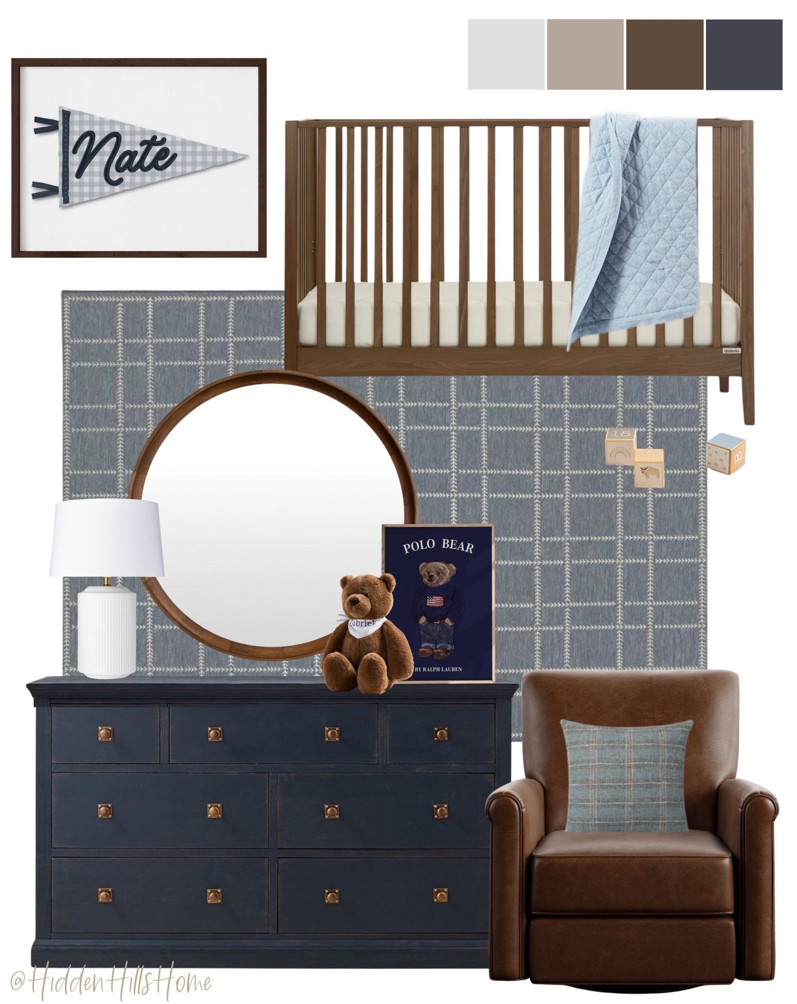 Nursery decor mood board, polo Ralph Lauren bear inspired nursery, cute nursery design, home decor ideas, nursery inspired, baby boy room #nursery 

#LTKHome #LTKBaby #LTKSaleAlert