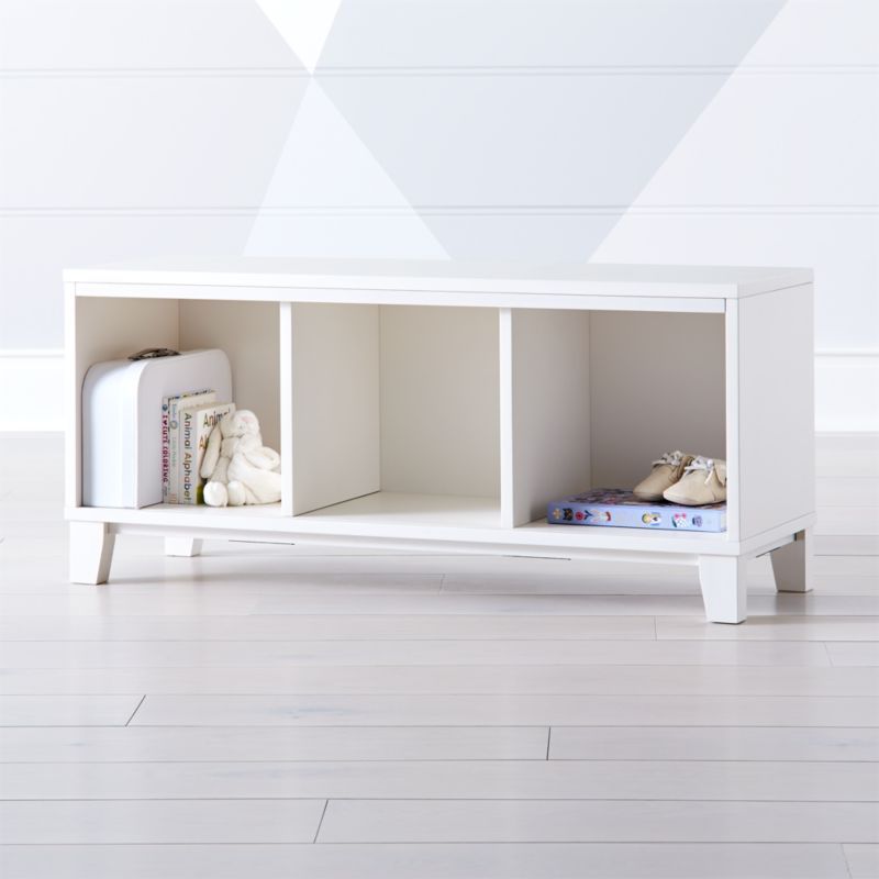 District 3-Cube Warm White Stackable Bookcase + Reviews | Crate and Barrel | Crate & Barrel