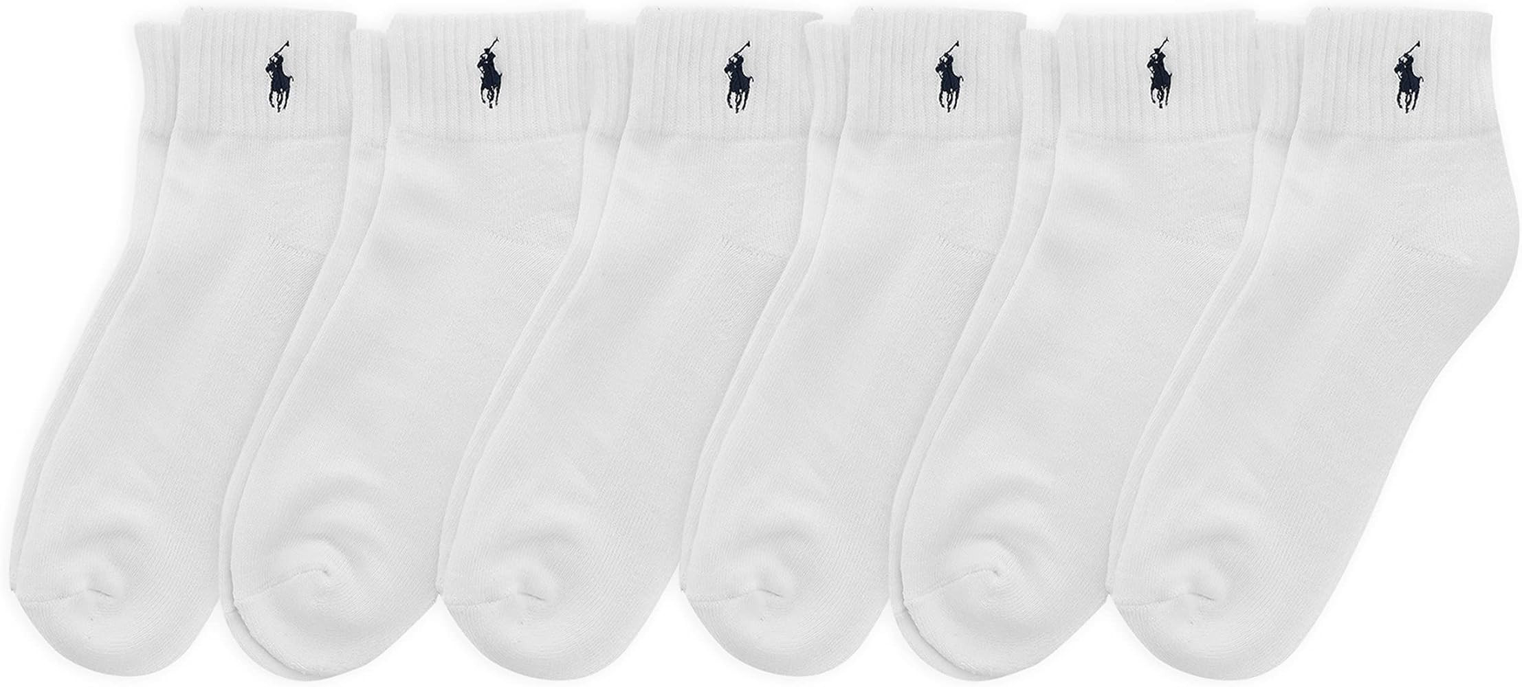 POLO RALPH LAUREN Men's Classic Sport Solid Ankle Socks - 6 Pair Pack - Athletic Cushioned Cotton | Amazon (US)