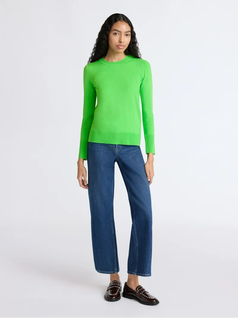 Free Assembly Women's and Women's Plus Cozy Yarn Crewneck Sweater with Long Sleeves. Lightweight,... | Walmart (US)