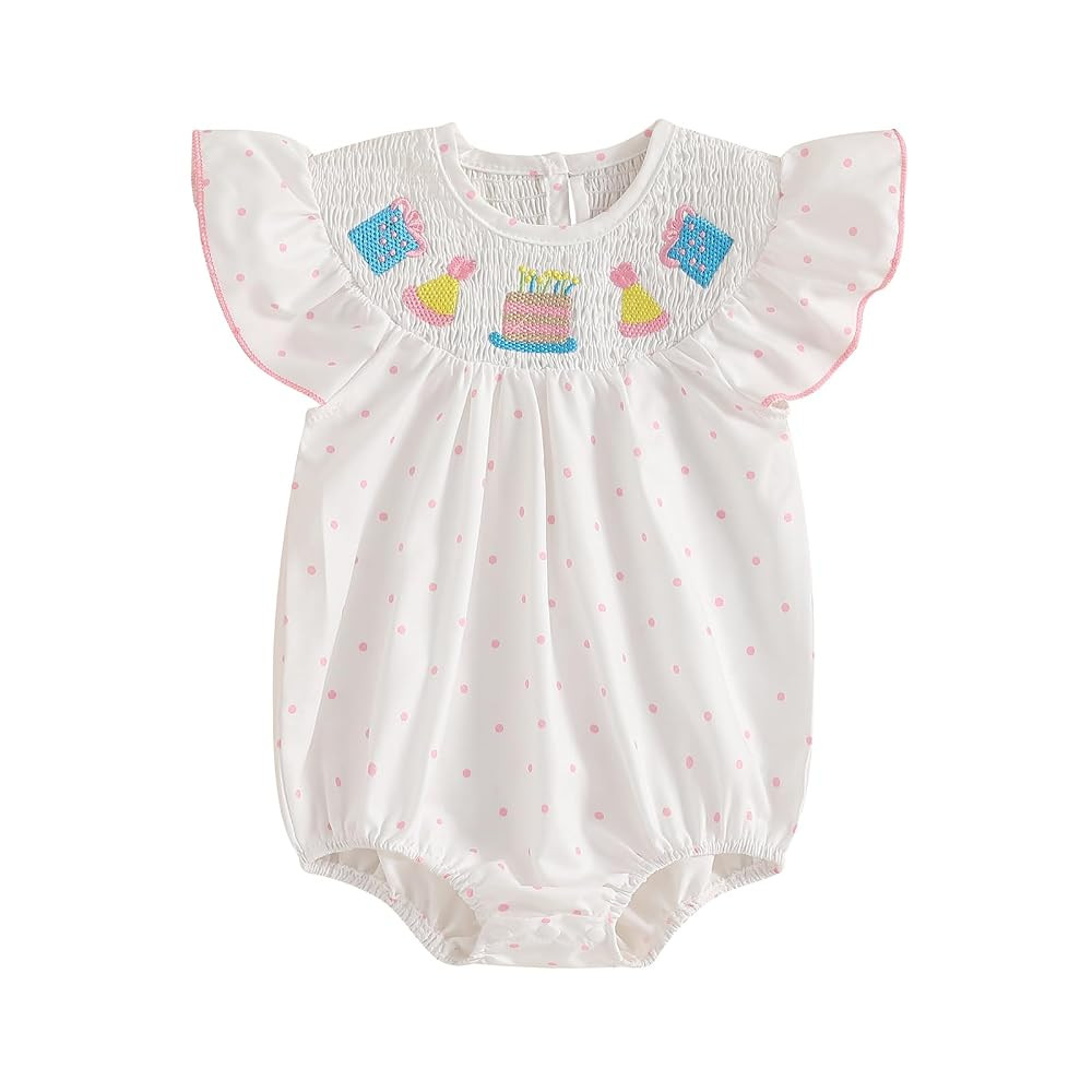 Baby Girl Summer Clothes Classic Stripes Plaid Print Short Sleeve Romper Smocked Bodysuit Cute Ne... | Amazon (US)