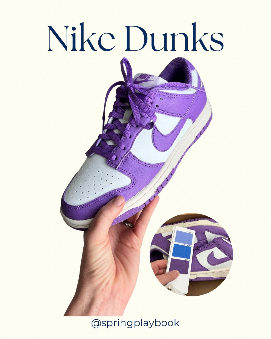 Nike Dunks for Springs! This violet is so bright & beautiful. While the sole features a warm cream color, the upper is white, which is why I’d recommend these for Clear/Bright Springs & Clear/Bright Winters. 

#createdcolorful #createdcolorfulspring #hocspring #tcispring #pcaspring #lightspring #warmspring #truespring #brightspring #clearspring #paintboxspring #bluespring #hocviolet

#LTKBacktoSchool #LTKShoeCrush #LTKStyleTip
