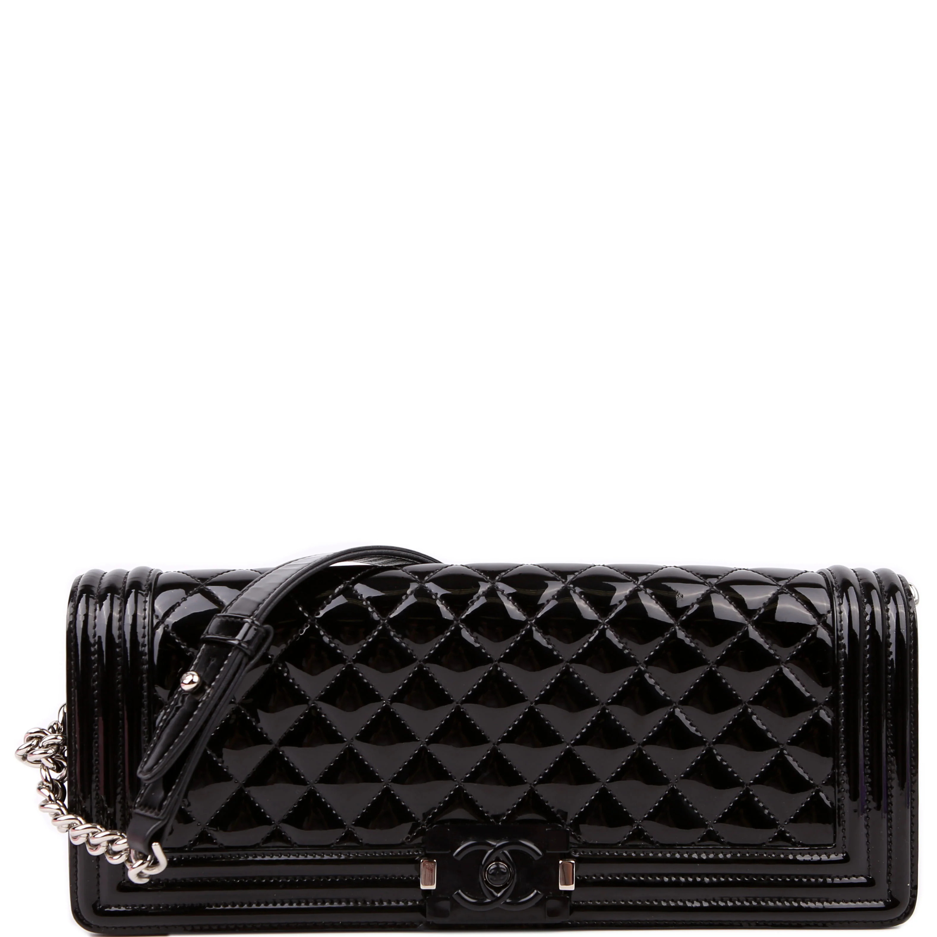 Boy East West Patent Convertible Clutch 20M Black | Keeks Designer Handbags