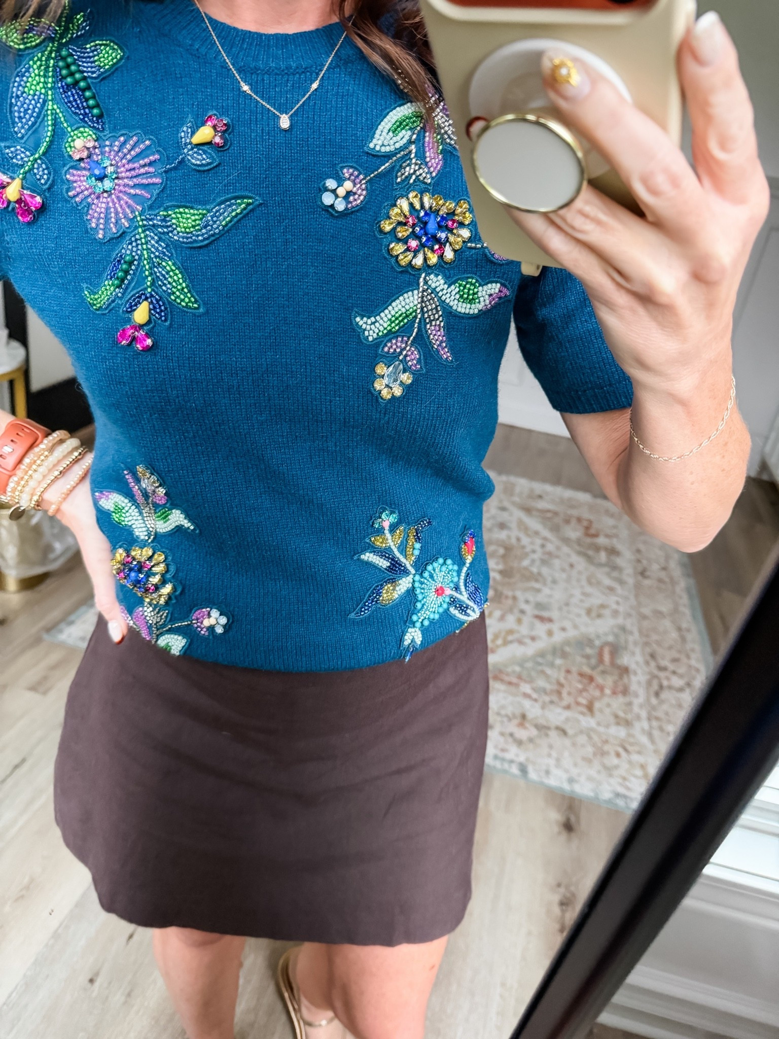 The Ria Embellished Knit t-Shirt 
Color: Deep Aurora Blue 
Size: XS

#LTKOver40 #LTKPetite