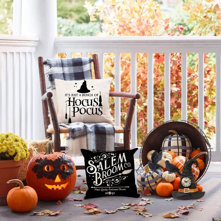 Halloween Decor Pillow Covers 18x18 Set of 4 Halloween Decorations Hocus Pocus Farmhouse Saying W... | Walmart (US)