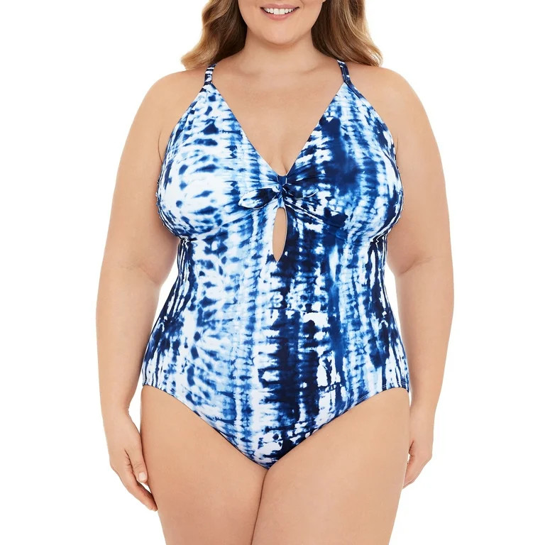 Time and Tru Women’s Vertical Tie Dye One Piece Swimsuit - Walmart.com | Walmart (US)