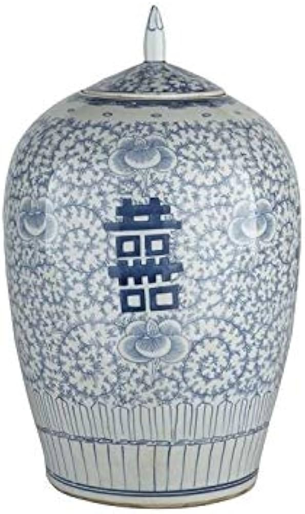 Floral Double Happiness Ginger Jar Blue Porcelain | Amazon (US)