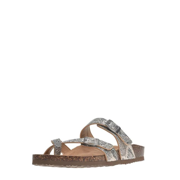 Time and Tru Women’s Toe Thong Footbed Slide Sandals, Wide Width Available | Walmart (US)