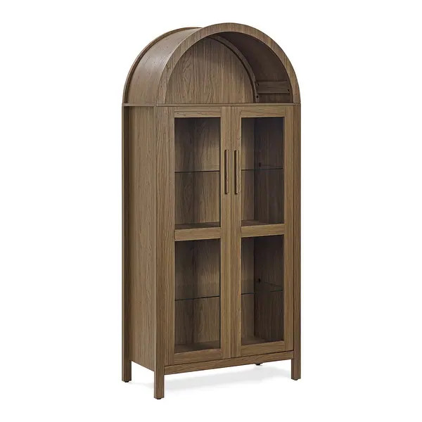 Arched Wooden Storage Cabinet with Glass Shelves & LED Light - Bed Bath & Beyond - 44130700 | Bed Bath & Beyond
