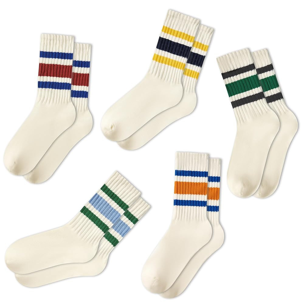 American Trends Retro Striped Crew Socks for Women Slouchy Athletic Calf Tube Socks Running Golf ... | Amazon (US)