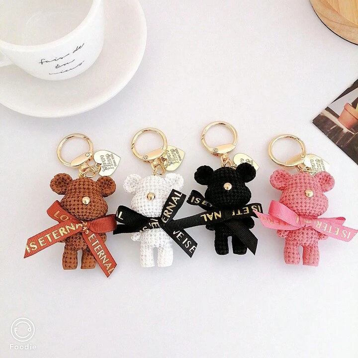 1pc Creative Resin Plush Teddy Bear Car Keychain, Fashion Cute Handbag/Earphone Case, Unisex Dail... | SHEIN