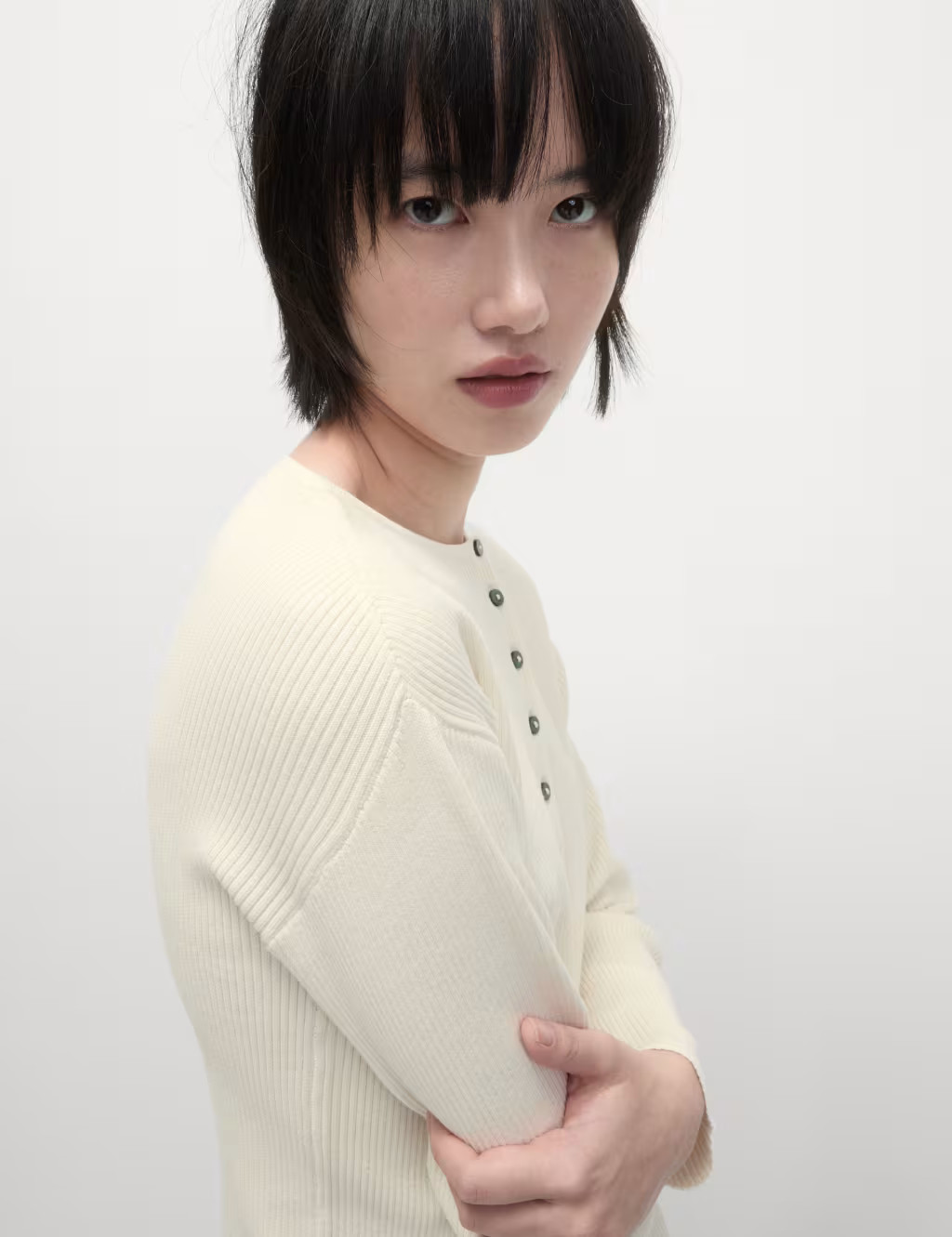 Ribbed Crew Neck Cardigan | Marks & Spencer (UK)