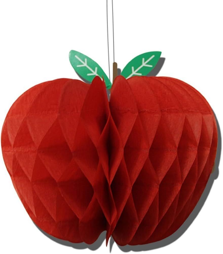 SUNBEAUTY 5 Pcs Red Apple Shaped Paper Honeycomb Paper Apple Hanging Decoration School Classroom ... | Amazon (US)