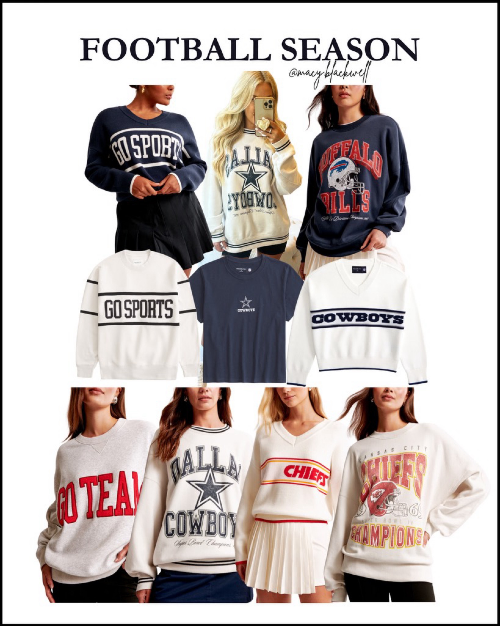 Nfl shirts. Abercrombie. Game day. Football game. Dallas cowboys. Kansas City chiefs. Football season 

#LTKActive #LTKSeasonal #LTKFindsUnder100