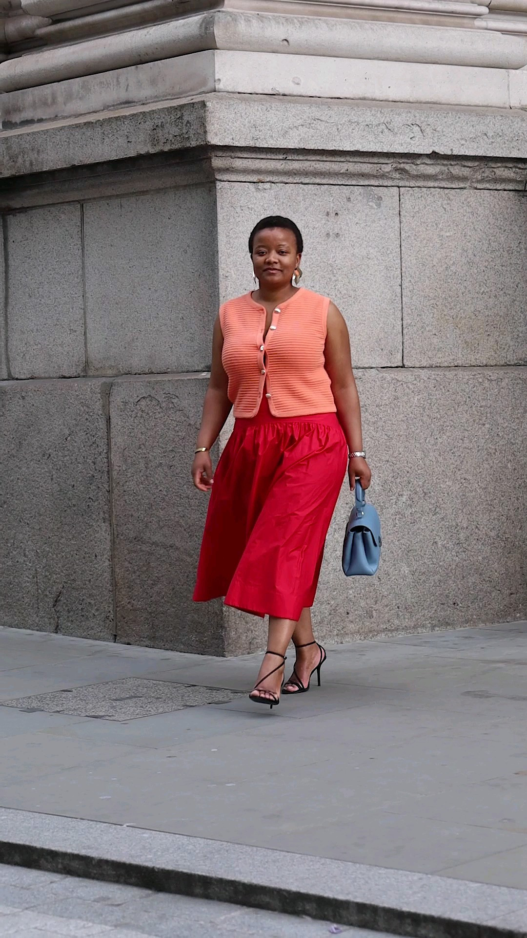 Colour combination outfit inspiration in Mint Velvet knit waistcoat and skirt in size 14. True to size.Darcie bag from LKBennett (get 15% off using CALYCIOUSLOVES15). Reiss sandals are old.

#LTKuk #LTKstyletip #LTKspring