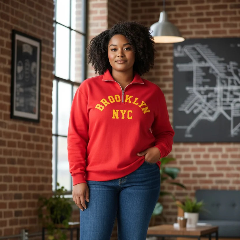 Custom Stitched Letter Quarter Zip Sweatshirt | Magill