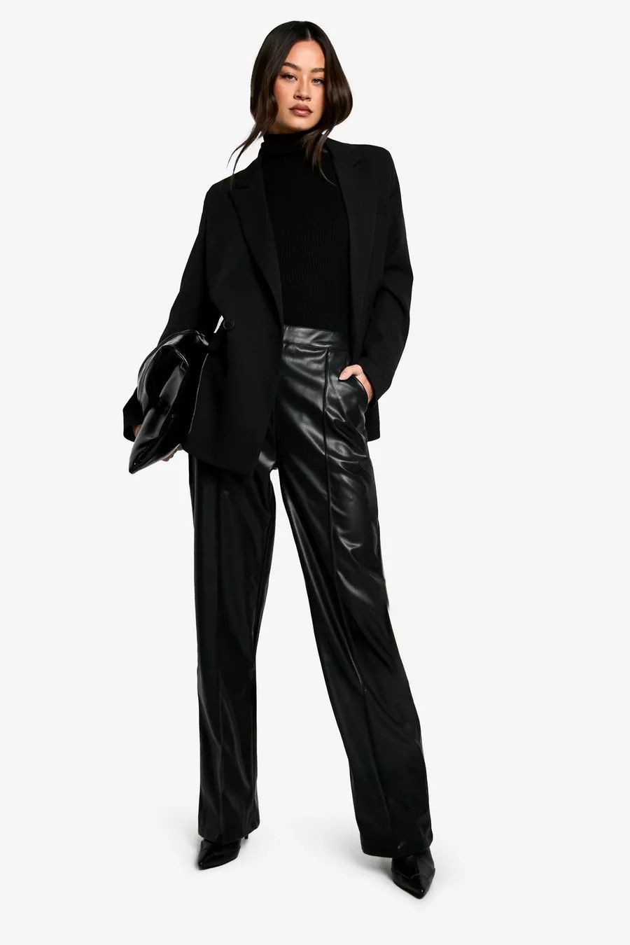 Tall Straight Leg Faux Leather Trouser | boohoo (US & Canada)