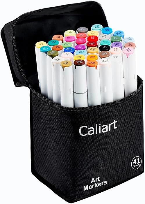 Caliart Alcohol Markers 41 Colors Fine & Chisel Dual Tip Coloring Markers | Amazon (US)