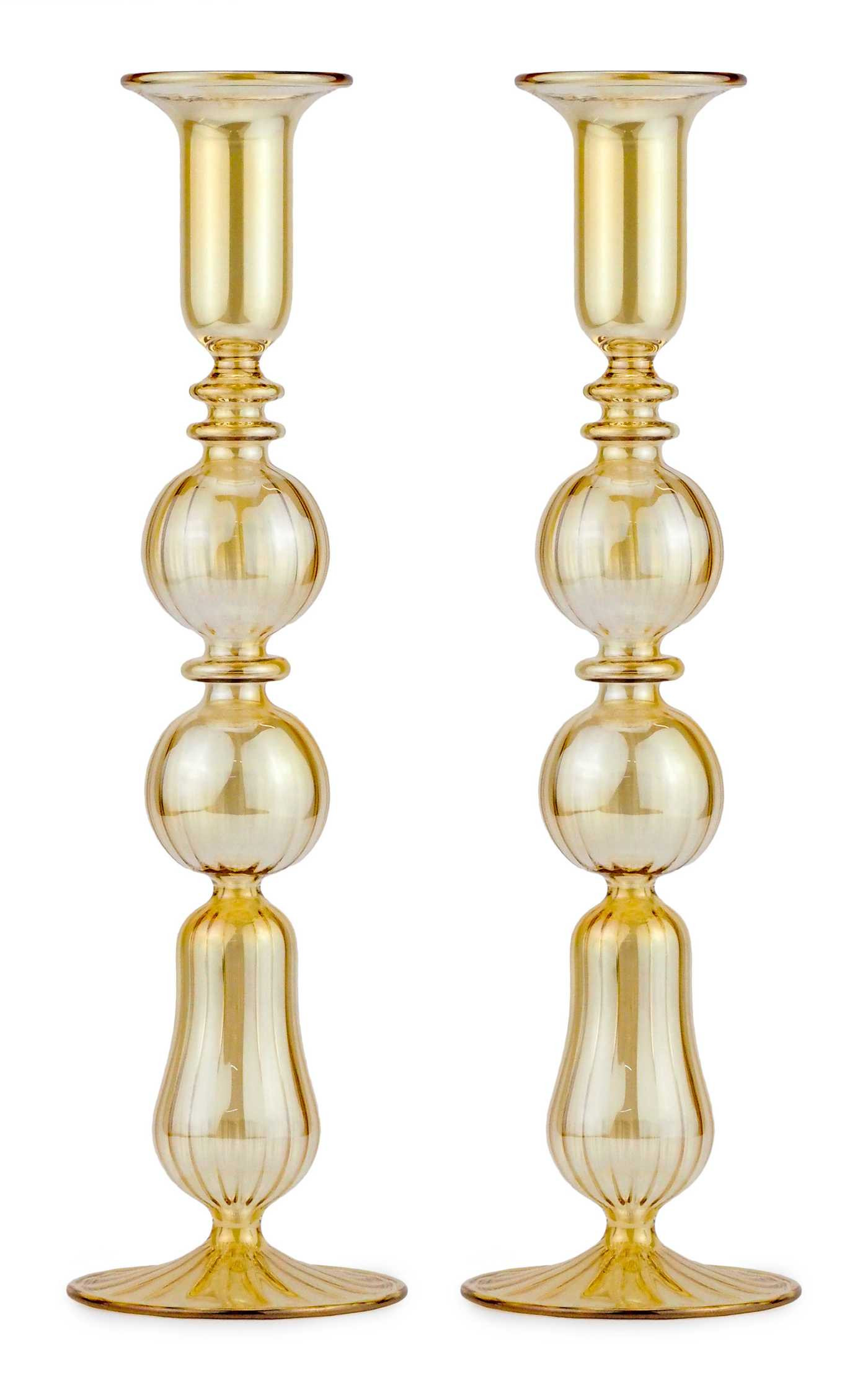 Set-Of-Two Tall Glass Candle Sticks | Moda Operandi (Global)