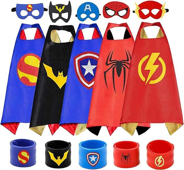 COTATERO Kids Dress Up Superhero Capes Sets & Slap Bracelets for Girl Children Costumes Halloween... | Amazon (CA)