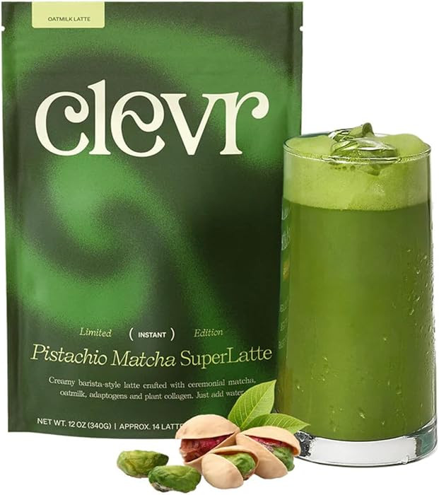 Clevr Honey Pistachio Matcha SuperLatte, Ceremonial Grade Matcha Latte with Ashwagandha, Lion's M... | Amazon (US)
